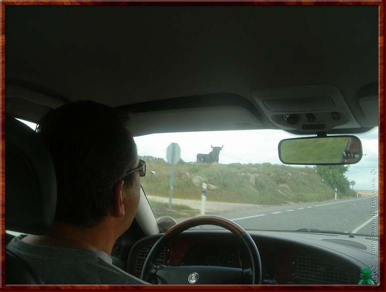 01 Onderweg naar Tordesillas waarschuwt de boordcomputer ons dat er iets mis is met de auto... .JPG