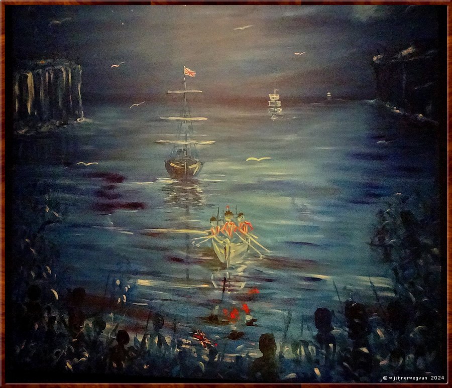 

Sydney
Museum of Sydney
Invasion I, Gordon Syron (1999)
The arrival of the First Fleet

The white master race came and took our land 
and did not even have the courtesy to ask us   -  20/53
