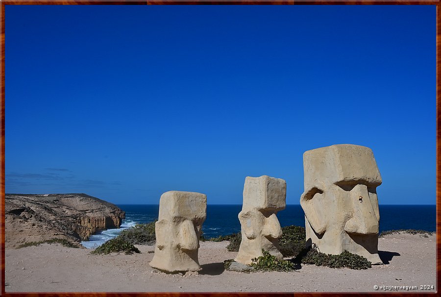 

Elliston
Cliff Top Drive
'Headland', Thomas Tesseelaar (2002)
Sculptures around the world. So often the true story is lost in time 
and we are left in awe to wonder about the objects, 
So many questons.  -  25/43