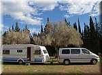 We arriveren op ons golfterrein op camping Benisol in Benidorm