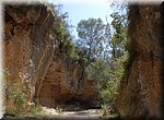 De kloof van de Coladilla rivier vernauwd zich
